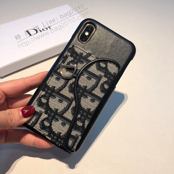 Dior手機套 迪奧布藝刺繡 可當支架 手機殼 半包插卡手機殼  mmk1019